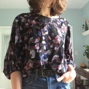 black floral patterned blouse